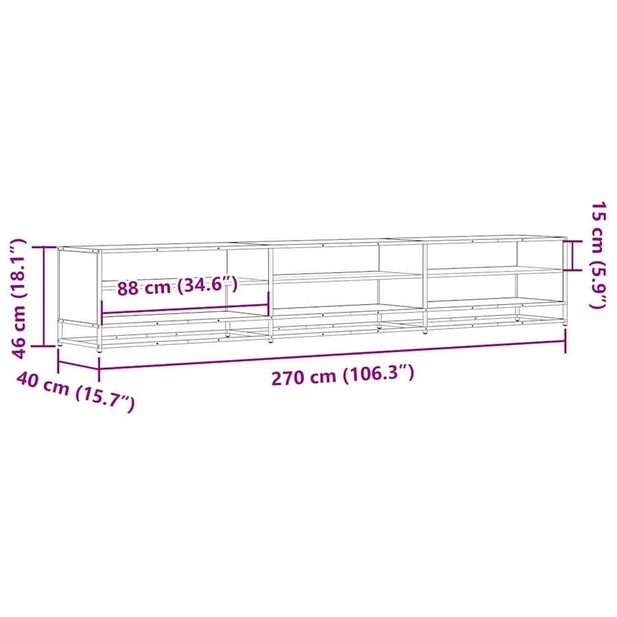 Meuble TV chêne sonoma 270x40x46 cm bois d'ingénierie - 9