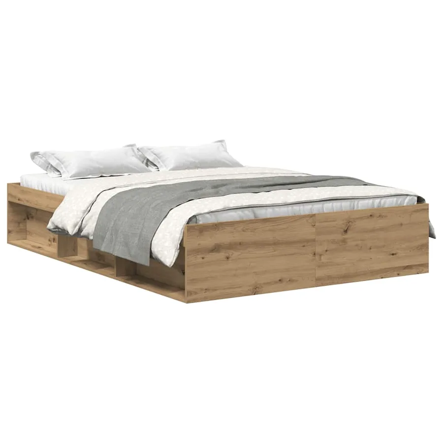 Cadre de lit sans matelas chêne artisanal 120x200 cm - 2