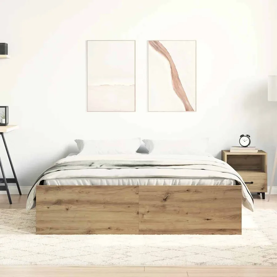 Cadre de lit sans matelas chêne artisanal 120x200 cm - 3
