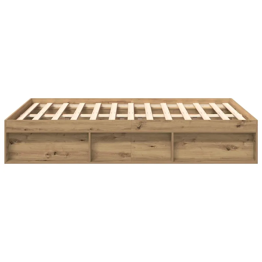 Cadre de lit sans matelas chêne artisanal 120x200 cm - 6