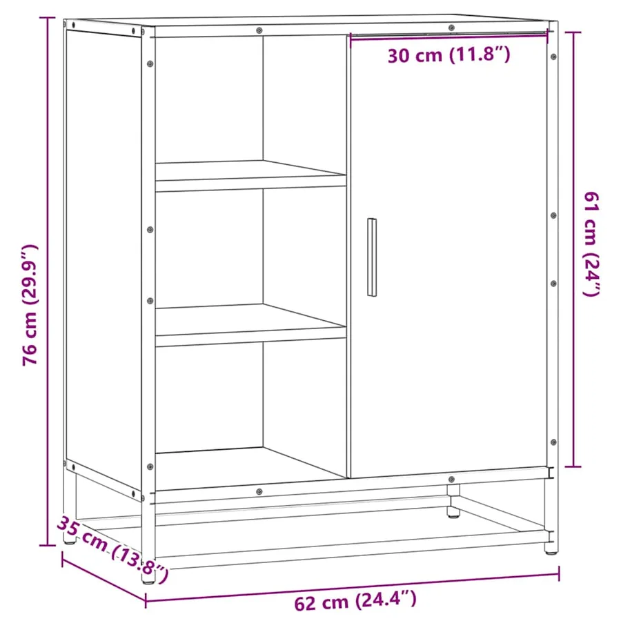 Buffet chêne sonoma 62x35x76 cm bois d'ingénierie - 11