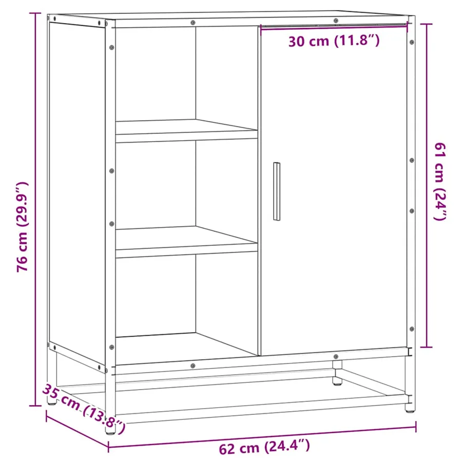 Buffet sonoma gris 62x35x76 cm bois d'ingénierie - 11