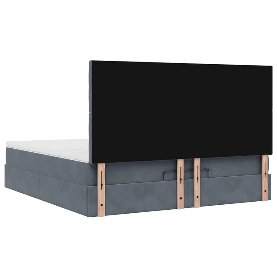 Cadre de lit ottoman avec matelas gris foncé 180x200cm velours - 9