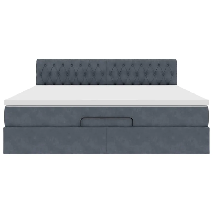 Cadre de lit ottoman avec matelas gris foncé 180x200 cm velours - 7