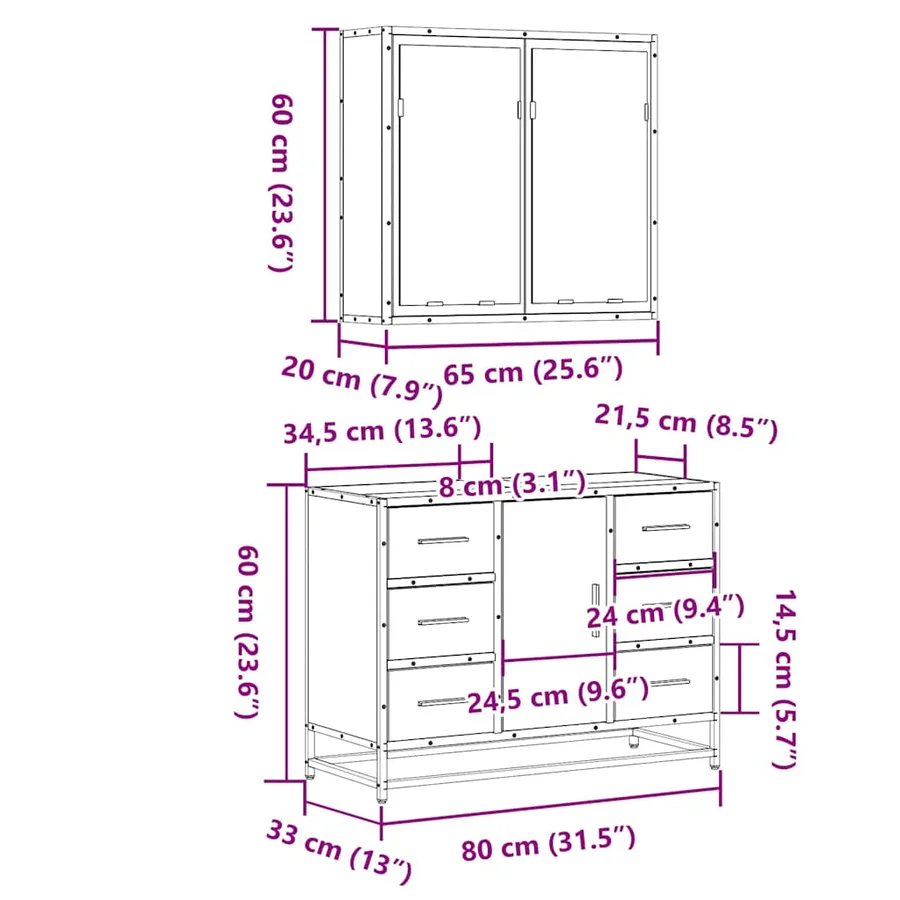 Ensemble de meubles de salle de bain 2 pcs Chêne fumé - 11