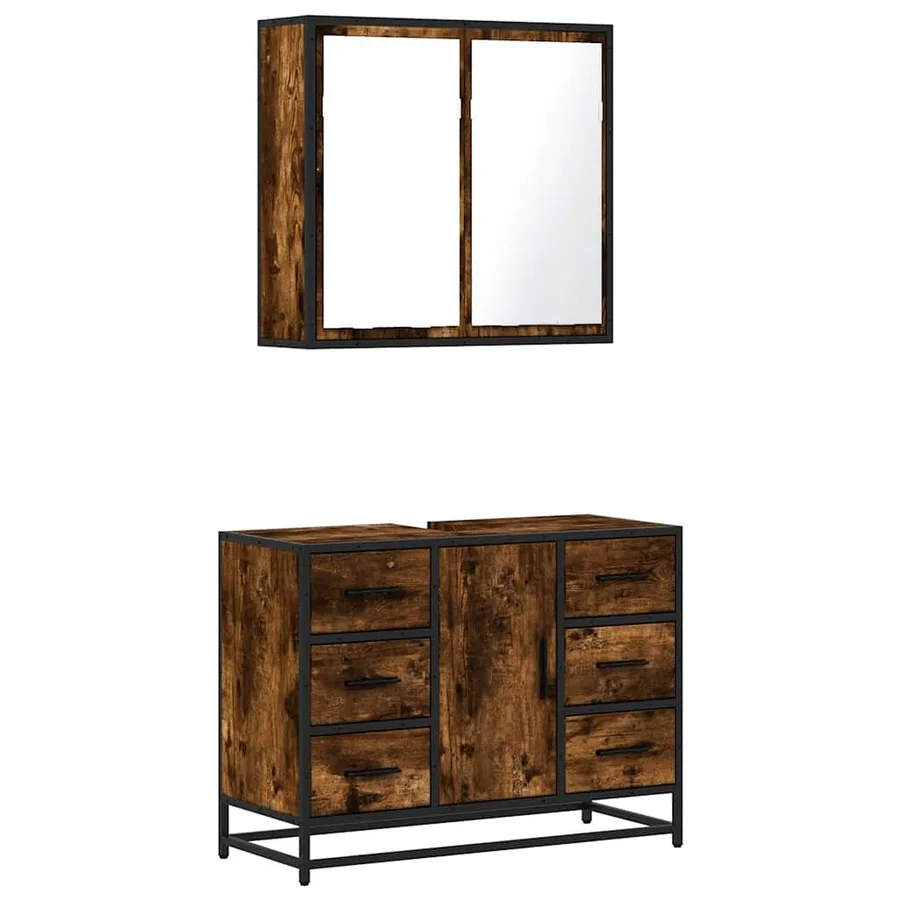 Ensemble de meubles de salle de bain 2 pcs Chêne fumé - 2