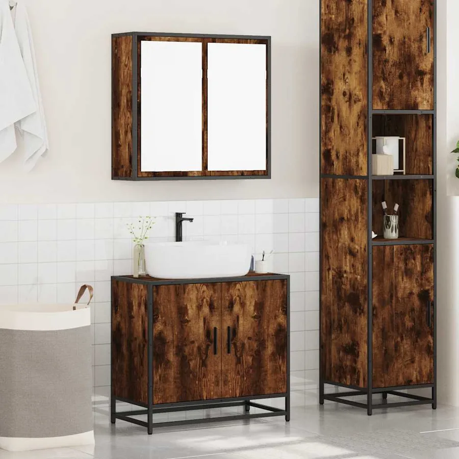 Ensemble de meubles de salle de bain 2 pcs Chêne fumé - 3