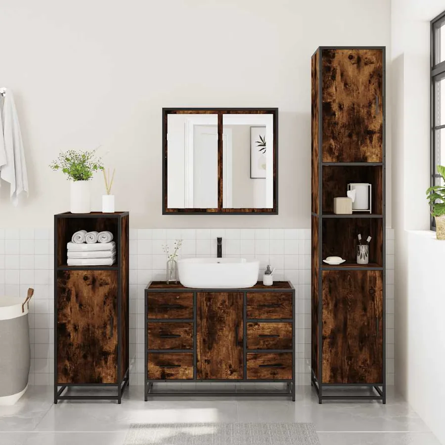 Ensemble de meubles de salle de bain 2 pcs Chêne fumé - 4