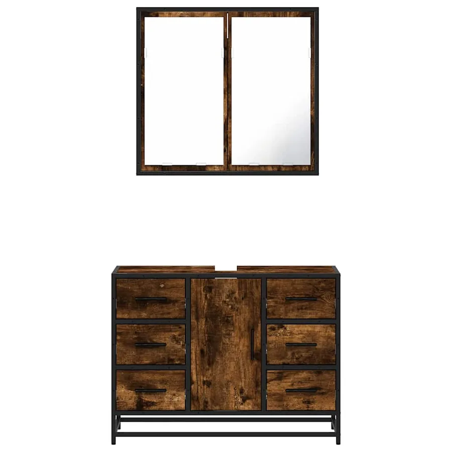 Ensemble de meubles de salle de bain 2 pcs Chêne fumé - 5