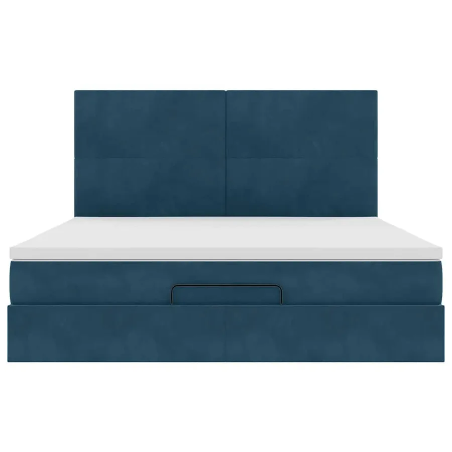 Cadre de lit ottoman avec matelas bleu foncé 180x200 cm velours - 7