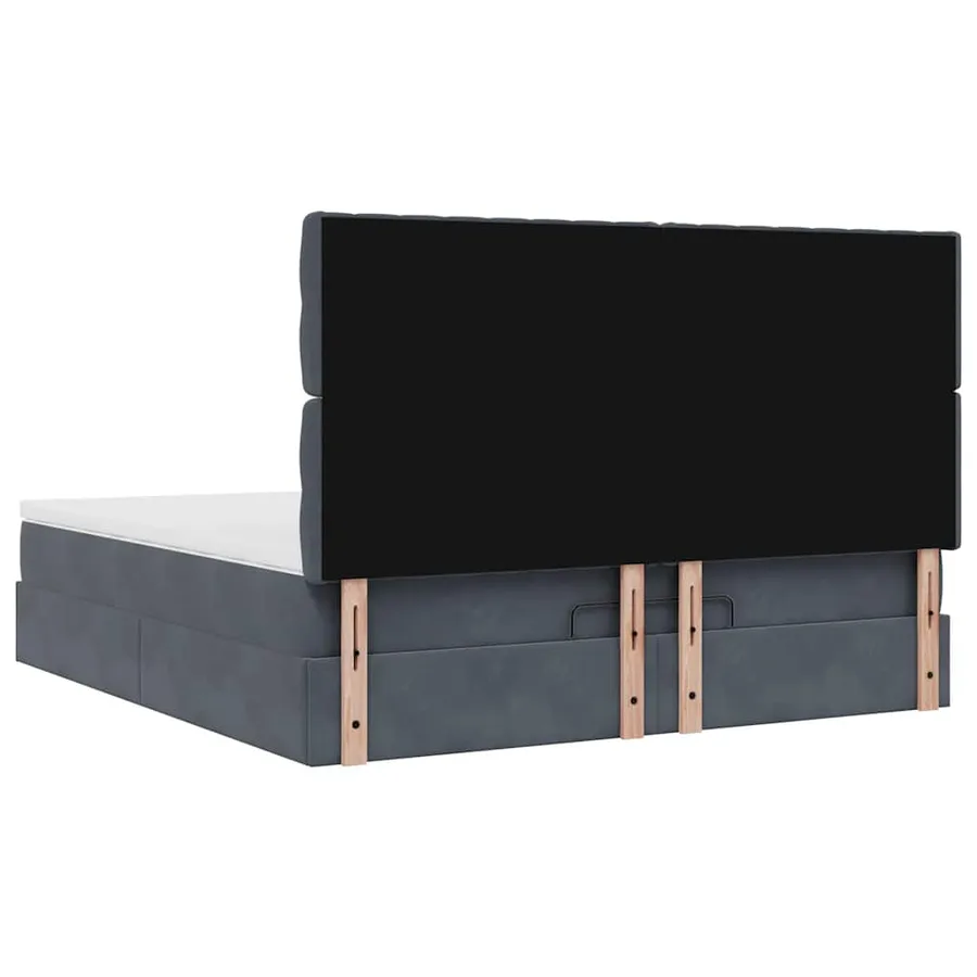 Cadre de lit ottoman avec matelas gris foncé 180x200cm velours - 10