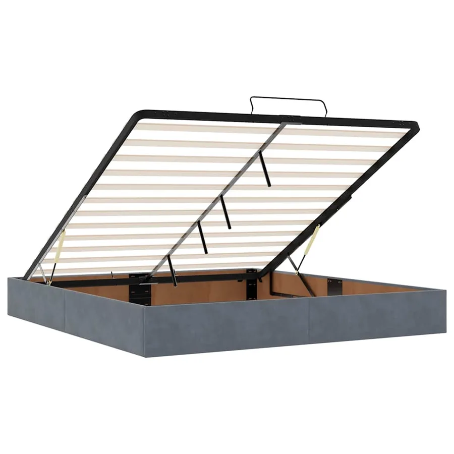 Cadre de lit ottoman avec matelas gris foncé 180x200cm velours - 11