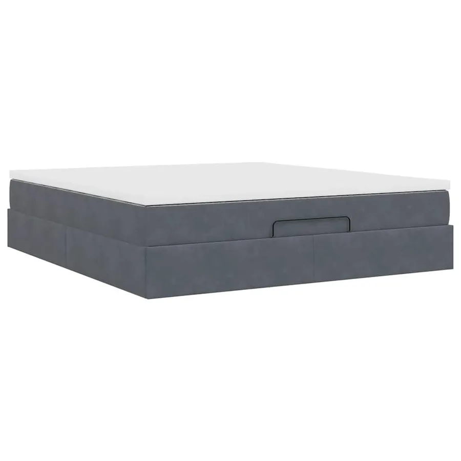 Cadre de lit ottoman avec matelas gris foncé 180x200 cm velours - 10