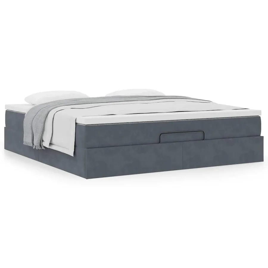 Cadre de lit ottoman avec matelas gris foncé 180x200 cm velours - 4
