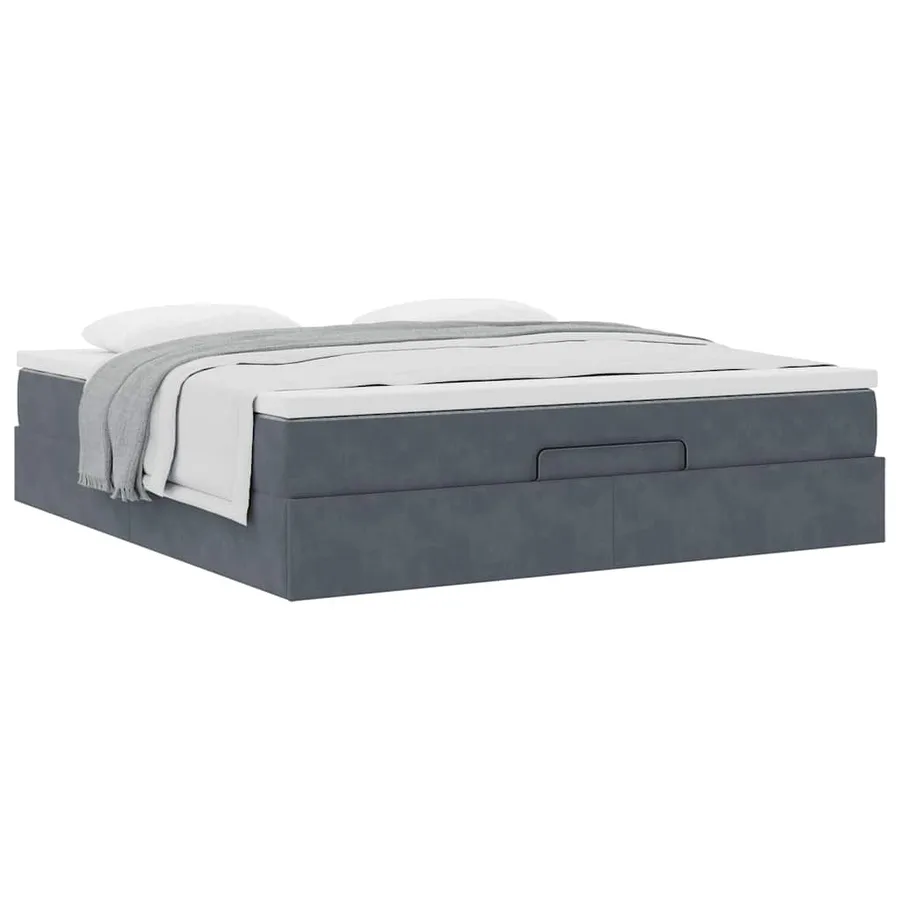 Cadre de lit ottoman avec matelas gris foncé 180x200 cm velours - 5