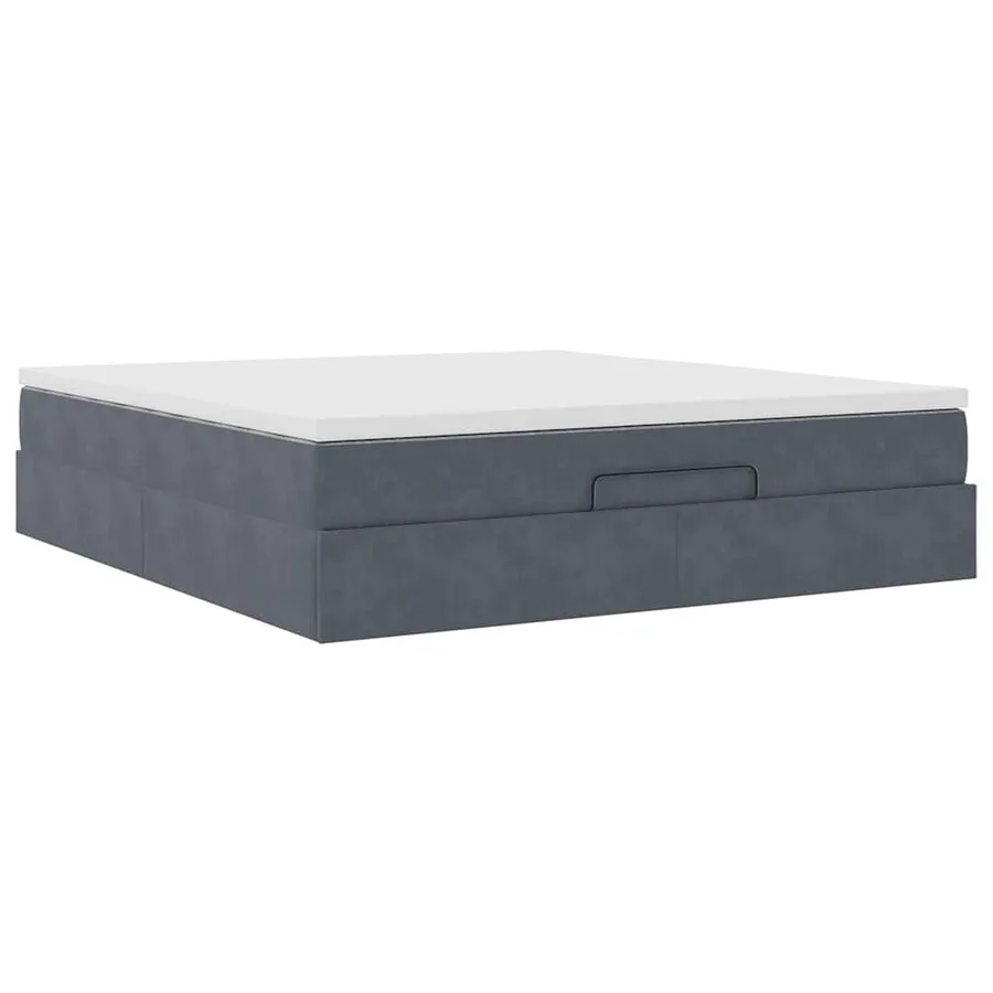 Cadre de lit ottoman avec matelas gris foncé 180x200 cm velours - 6