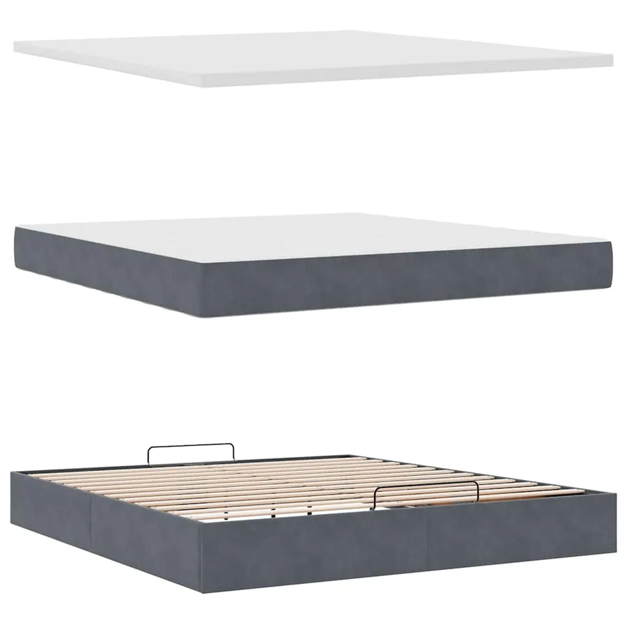 Cadre de lit ottoman avec matelas gris foncé 180x200 cm velours - 8