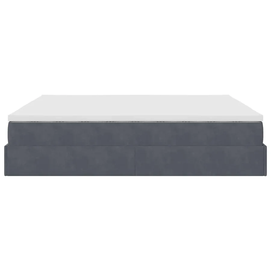 Cadre de lit ottoman avec matelas gris foncé 180x200 cm velours - 9