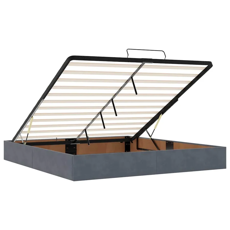 Cadre de lit ottoman avec matelas gris foncé 180x200 cm velours - 10