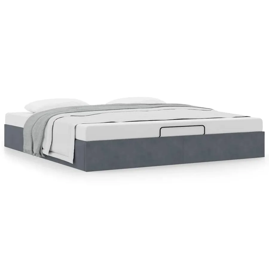 Cadre de lit ottoman avec matelas gris foncé 180x200 cm velours - 4