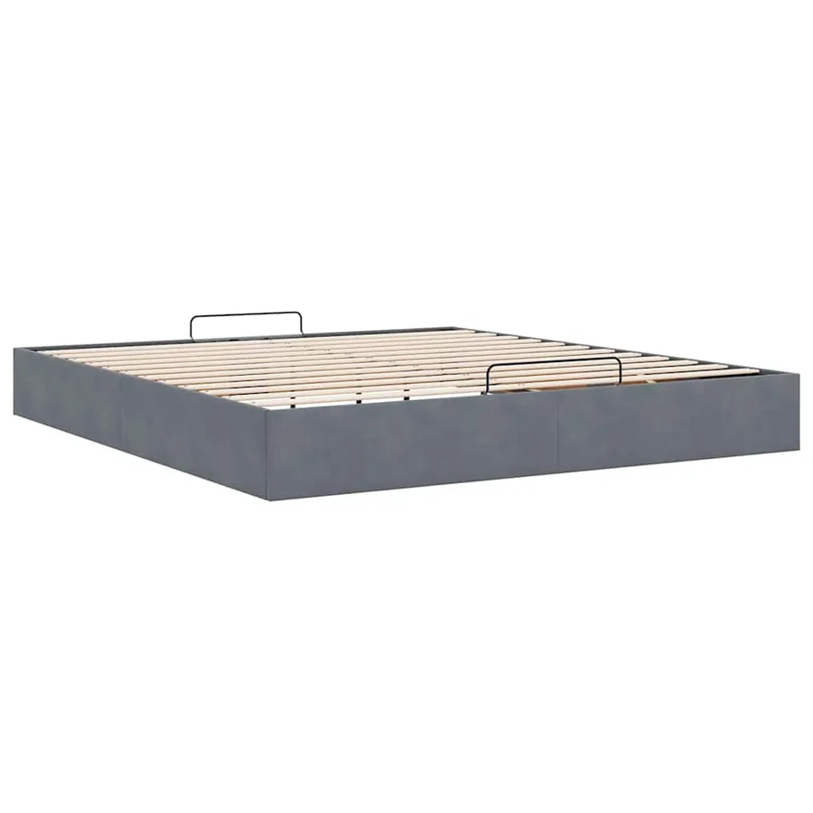 Cadre de lit ottoman avec matelas gris foncé 180x200 cm velours - 9