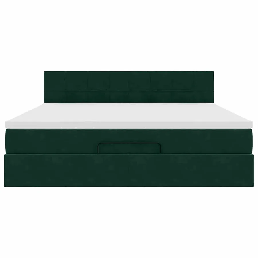 Cadre de lit ottoman avec matelas vert foncé 180x200 cm velours - 6