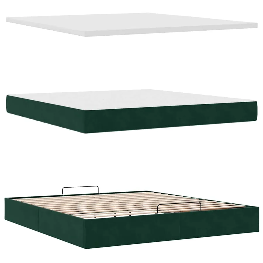 Cadre de lit ottoman avec matelas vert foncé 180x200 cm velours - 7