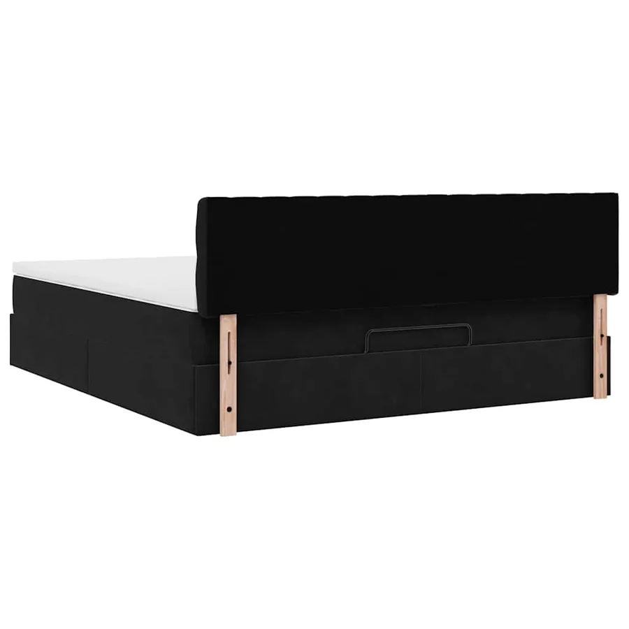 Cadre de lit ottoman avec matelas noir 180x200 cm velours - 10