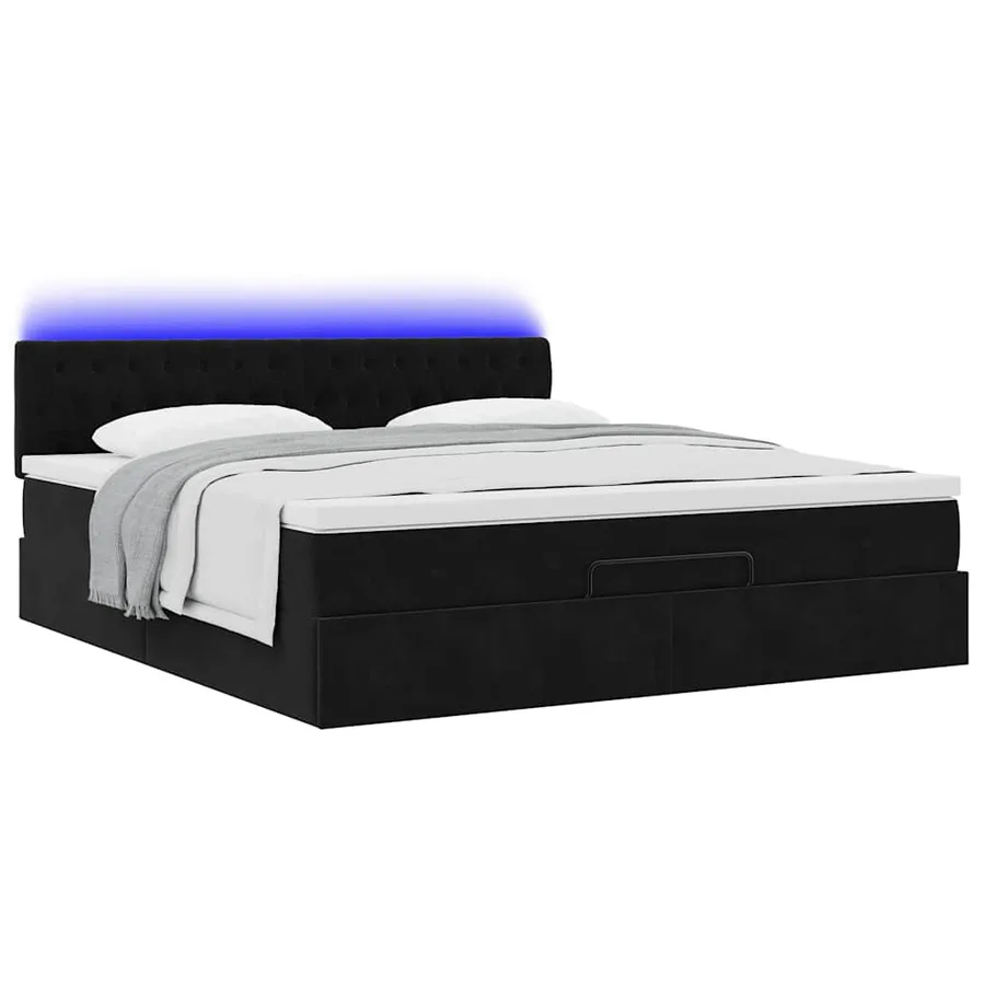 Cadre de lit ottoman avec matelas noir 180x200 cm velours - 3