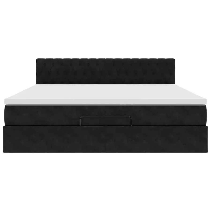 Cadre de lit ottoman avec matelas noir 180x200 cm velours - 6