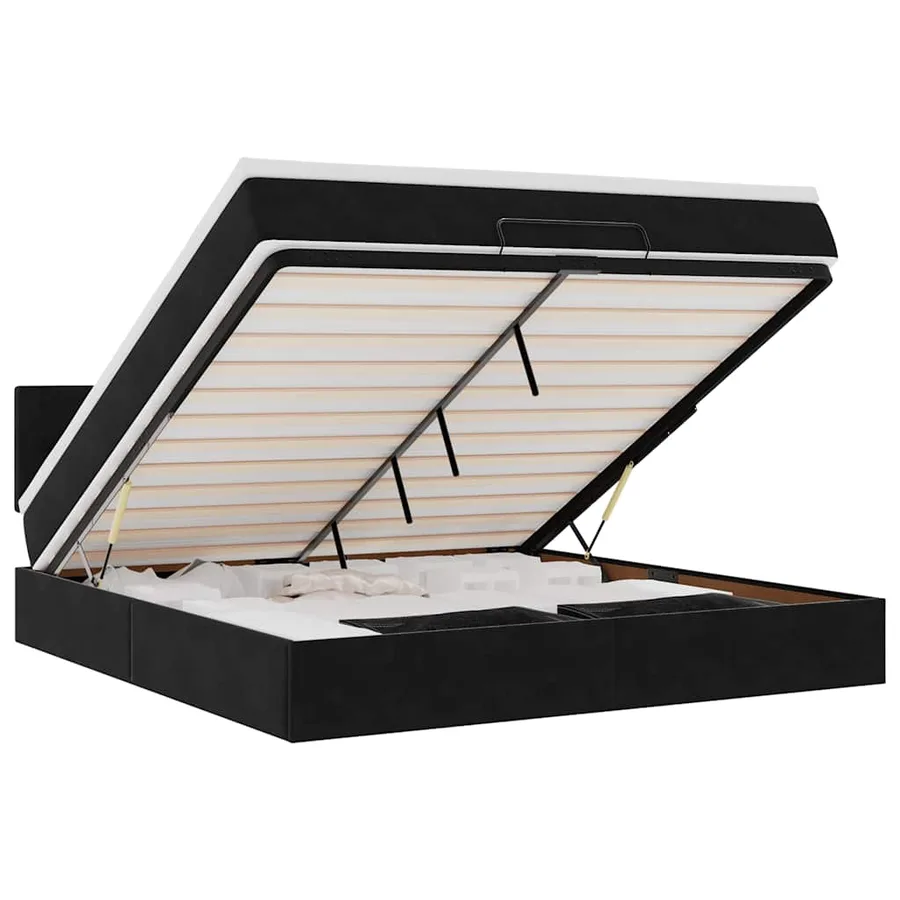 Cadre de lit ottoman avec matelas noir 180x200 cm velours - 2