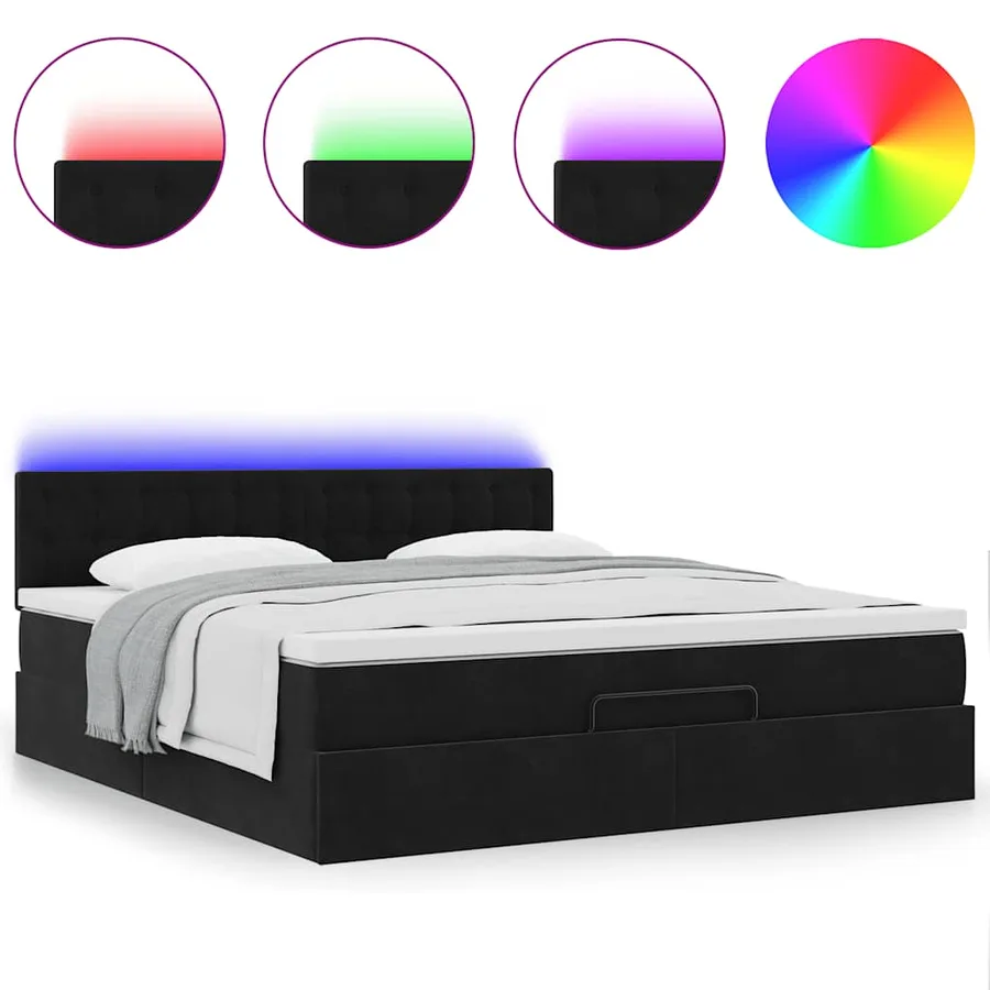 Cadre de lit ottoman avec matelas noir 180x200 cm velours - 5
