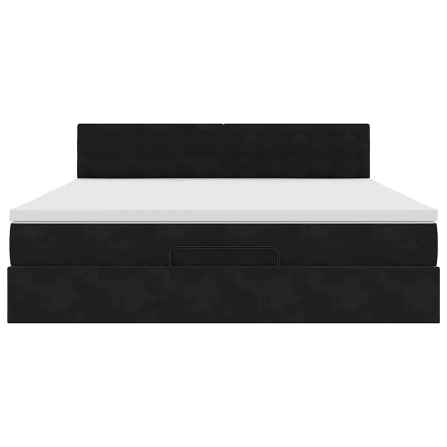 Cadre de lit ottoman avec matelas noir 180x200 cm velours - 8