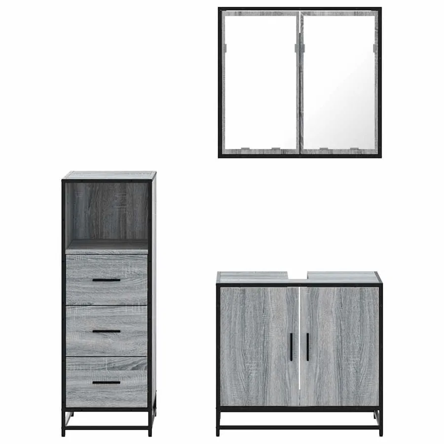 Ensemble de meubles de salle de bain 3 pcs Sonoma gris - 5