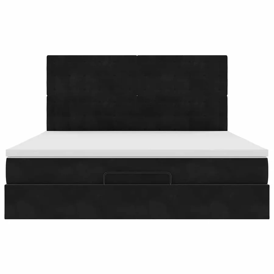 Cadre de lit ottoman avec matelas noir 180x200cm velours - 9