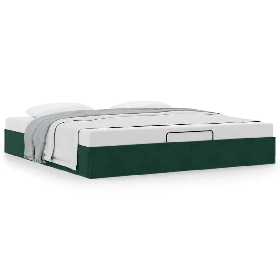 Cadre de lit ottoman avec matelas vert foncé 180x200 cm velours - 4