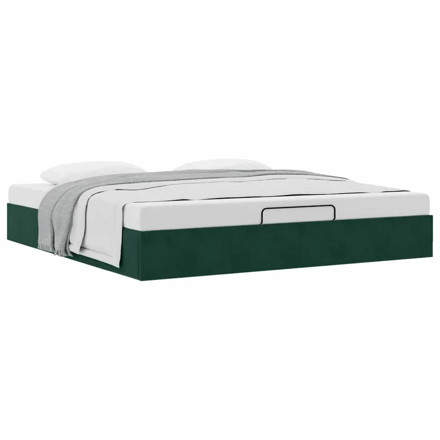 Cadre de lit ottoman avec matelas vert foncé 180x200 cm velours - 5