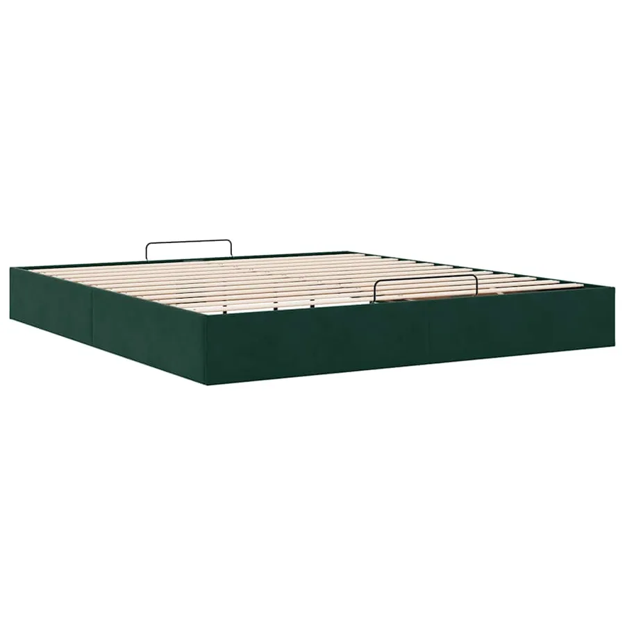 Cadre de lit ottoman avec matelas vert foncé 180x200 cm velours - 9