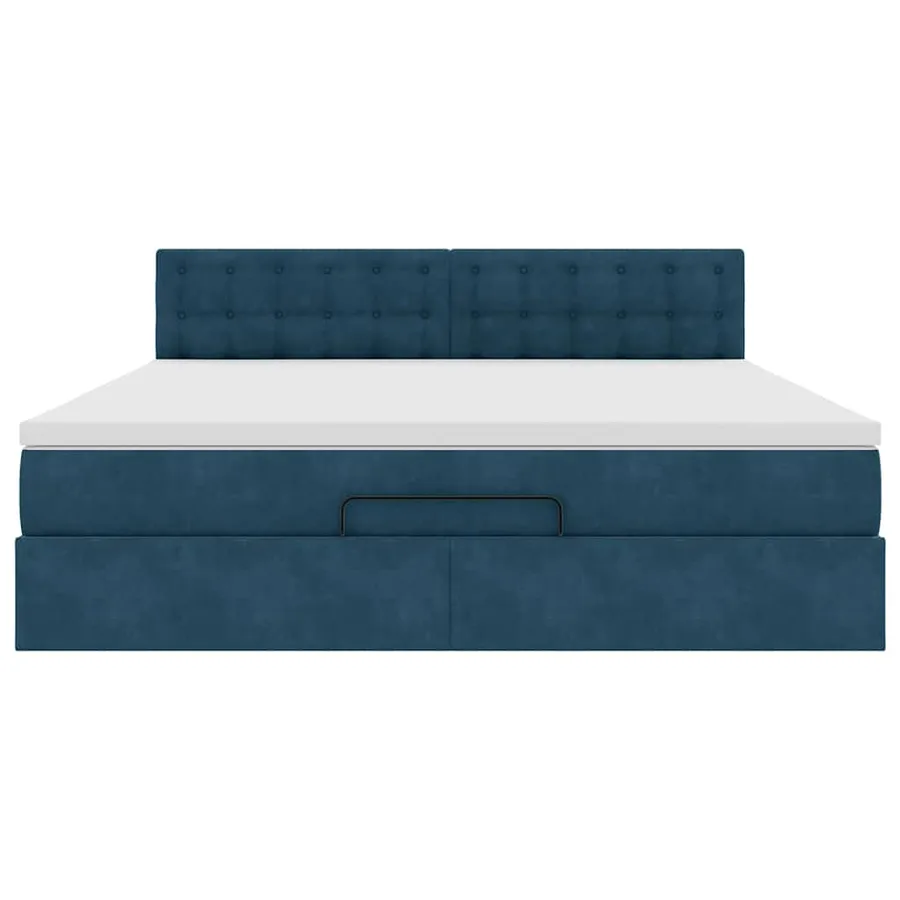 Cadre de lit ottoman avec matelas bleu foncé 180x200 cm velours - 8