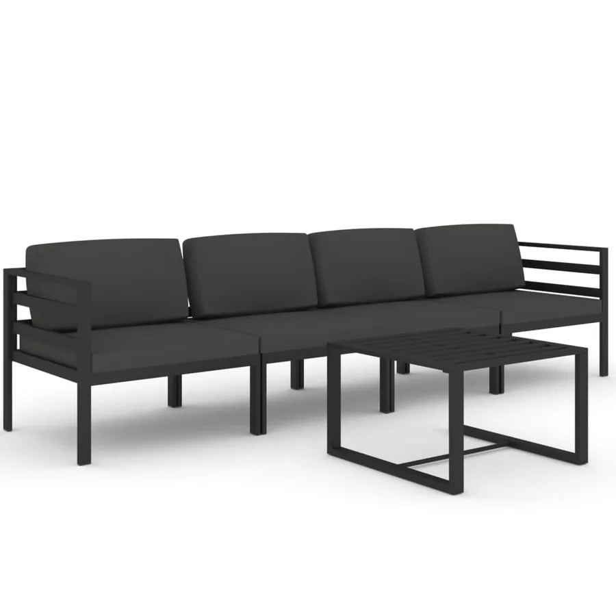 Salon de jardin 5 pcs avec coussins Aluminium Anthracite - 2