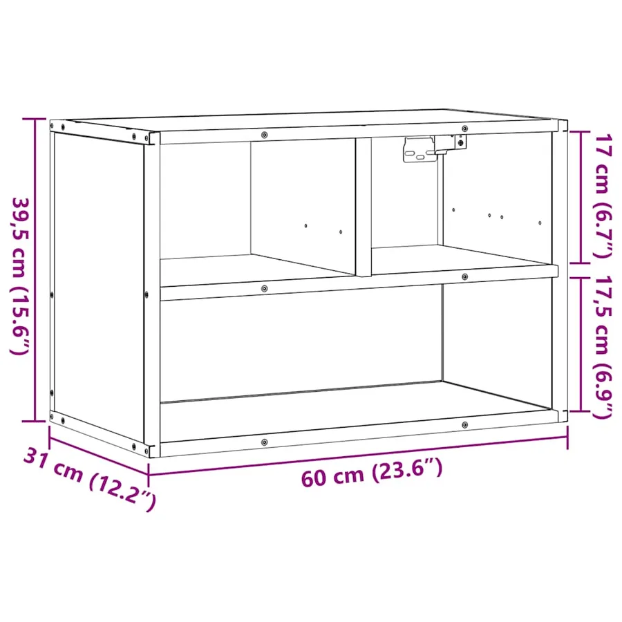 Meuble TV sonoma gris 60x31x39,5 cm bois d'ingénierie et métal - 10