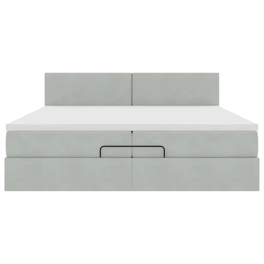 Cadre de lit ottoman avec matelas gris clair 200x200 cm velours - 6