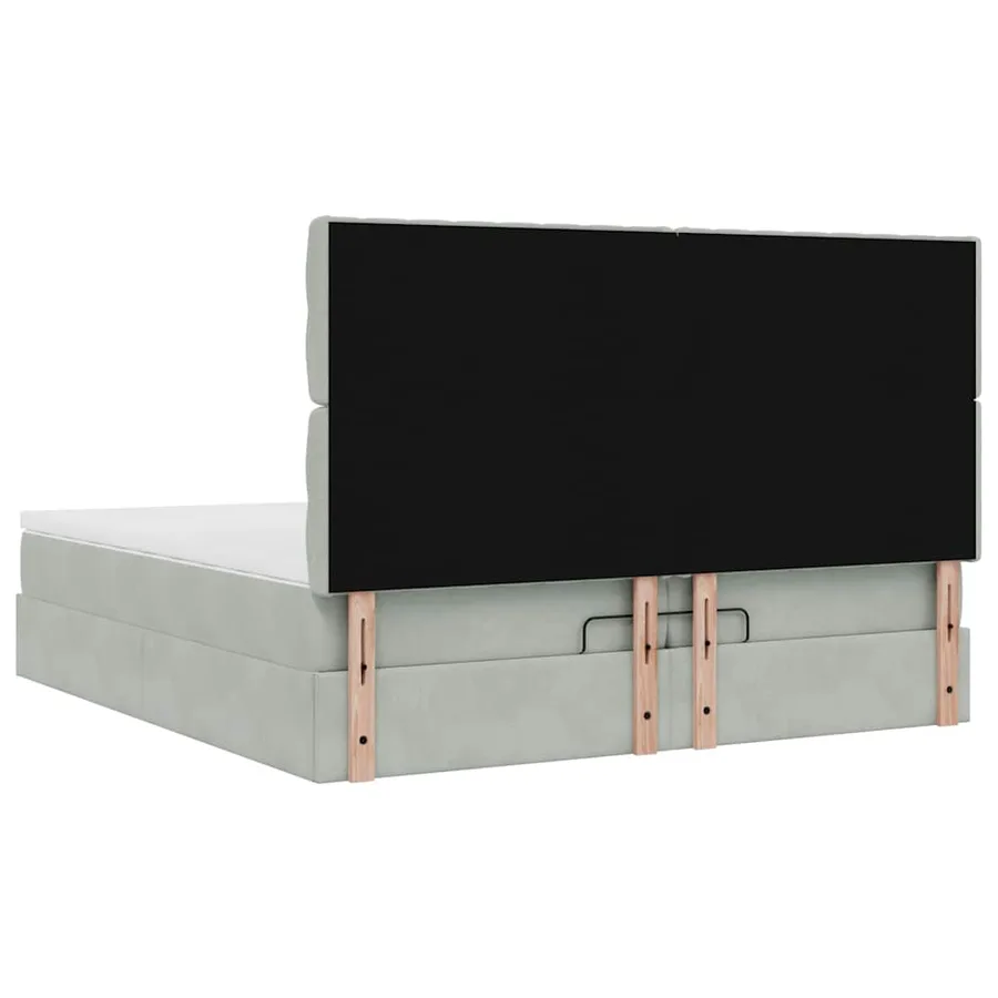 Cadre de lit ottoman avec matelas gris clair 200x200 cm velours - 10