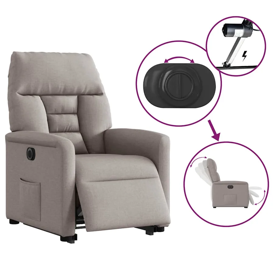 Fauteuil inclinable électrique taupe tissu - 10