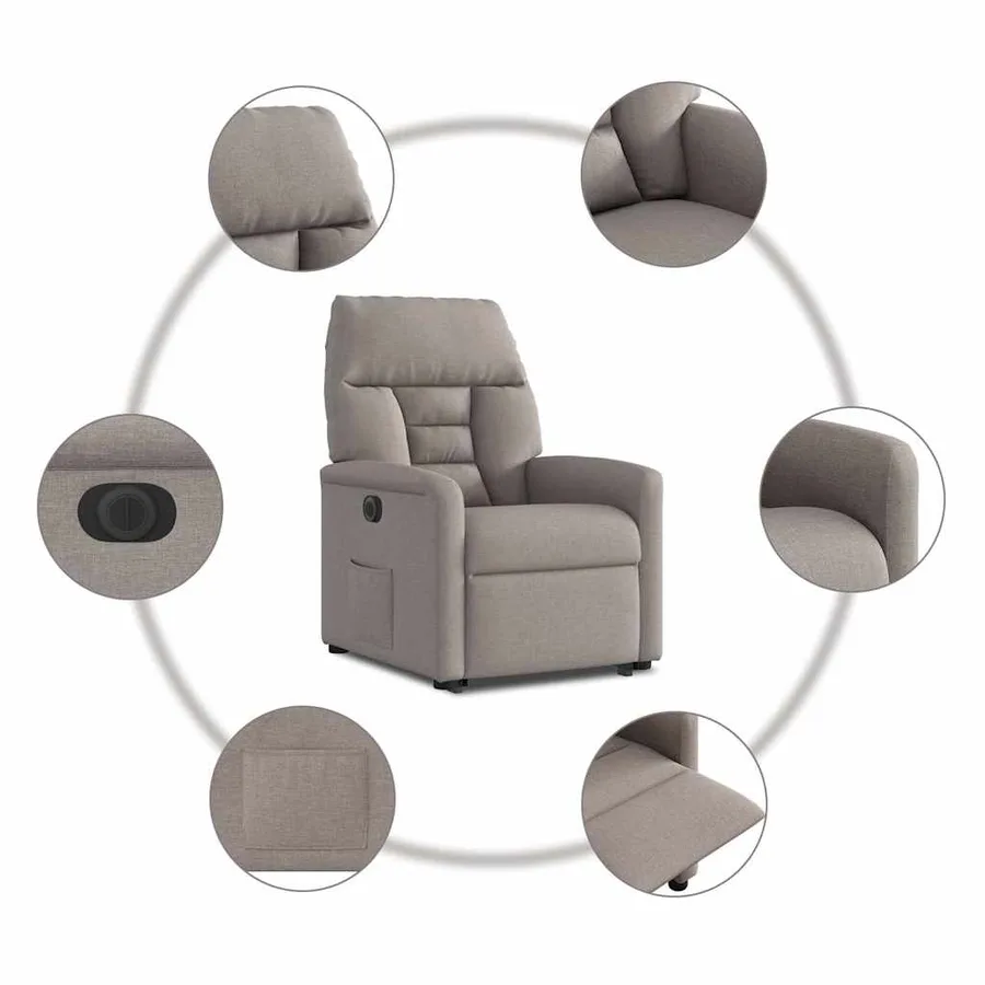 Fauteuil inclinable électrique taupe tissu - 11