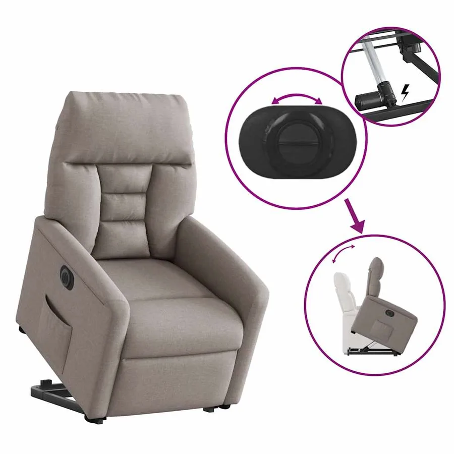 Fauteuil inclinable électrique taupe tissu - 8