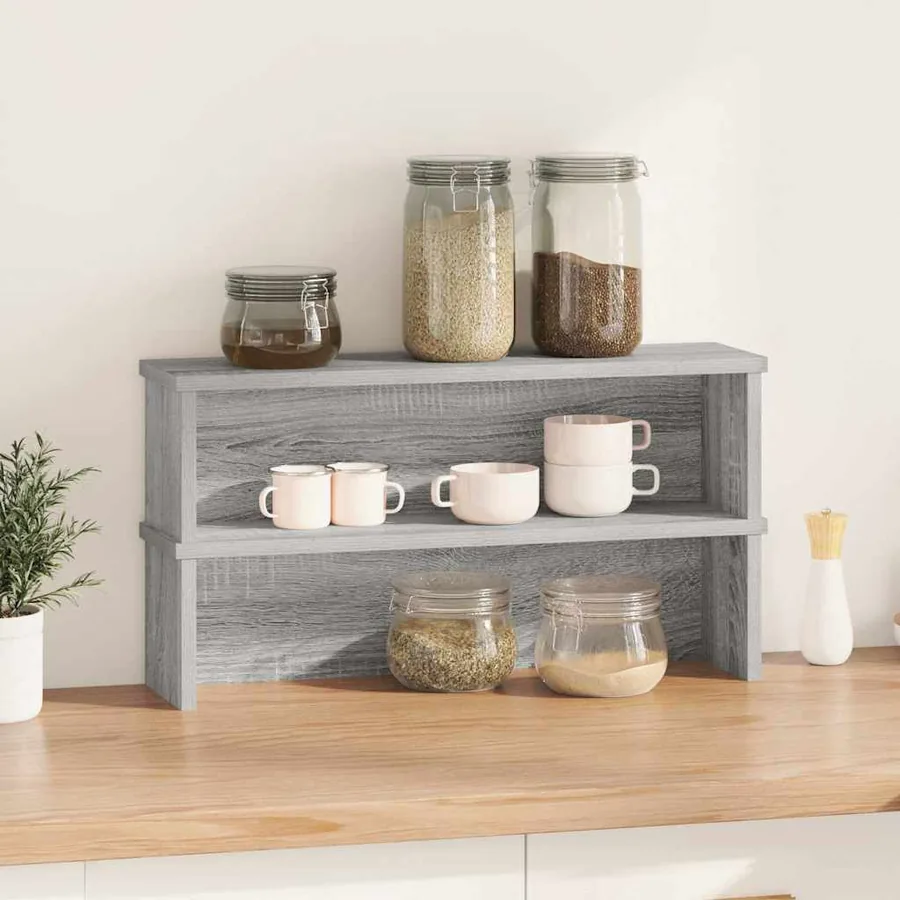 Étagères de cuisine empilables 2 pcs sonoma gris 60x15x16 cm - 2