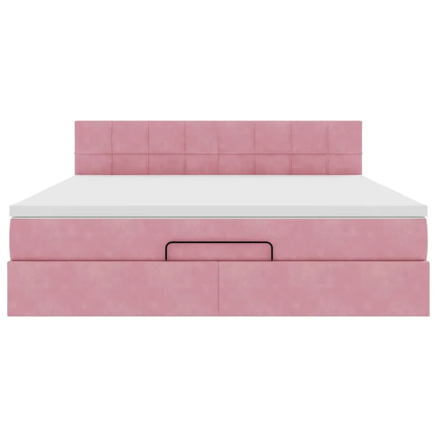 Lit ottoman avec matelas et LED Rose 180x200 cm velours - 6