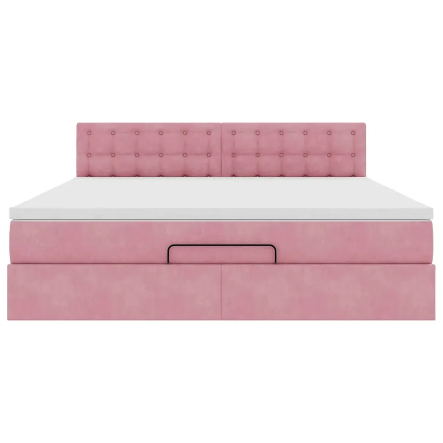 Cadre de lit ottoman avec matelas rose 180x200 cm velours - 7