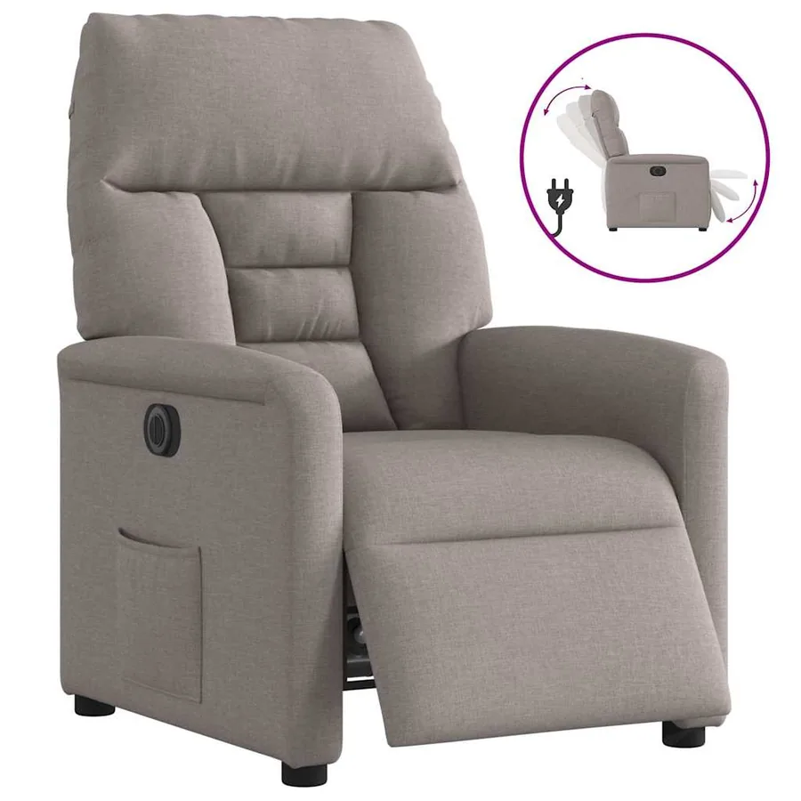 Fauteuil inclinable électrique Taupe Tissu